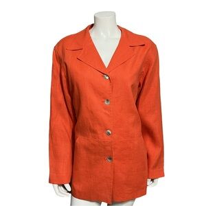 ⭐️Preswick & Moore Orange 100% Linen Long Blazer Sz-10